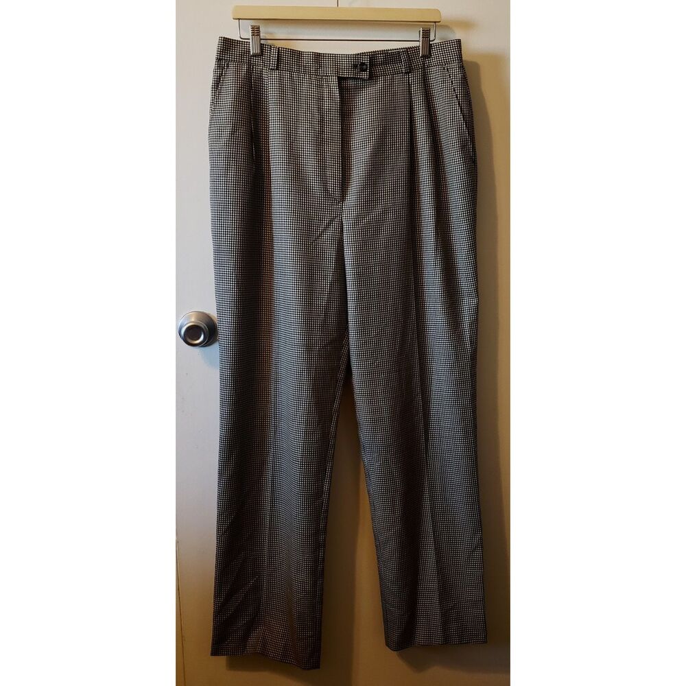 Vintage Bernard Zins New Wool Black/White Checkered Slacks Sz. 16 Saks Fifth Ave
